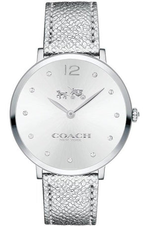Coach Slim Easton Silver Dial Silver Leather Strap Watch for Women - 14502685 Buy Now By Coach