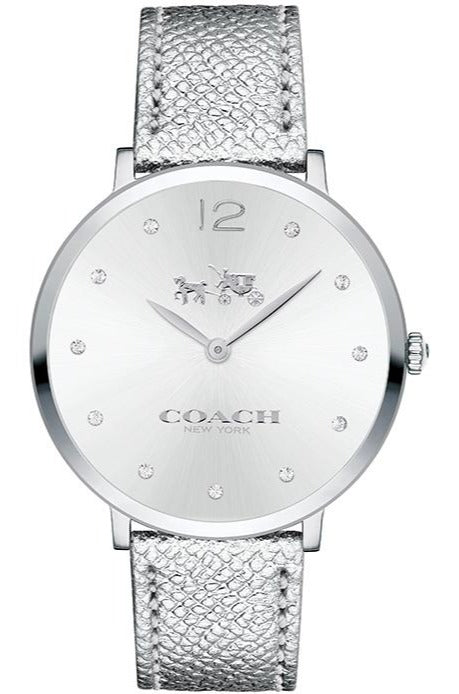 Coach Slim Easton Silver Dial Silver Leather Strap Watch for Women - 14502685 Buy Now By Coach