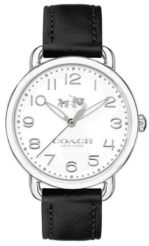 Coach Delancey White Dial Black Leather Strap Watch for Women - 14502714 Buy Now By Coach