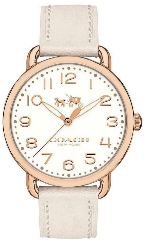 Coach Delancey White Dial White Leather Strap Watch for Women - 14502716 Buy Now By Coach