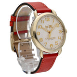 Coach Delancey Ivory Dial Orange Leather Strap Watch for Women - 14502719 Buy Now By Coach