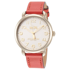 Coach Delancey Ivory Dial Orange Leather Strap Watch for Women - 14502719 Buy Now By Coach