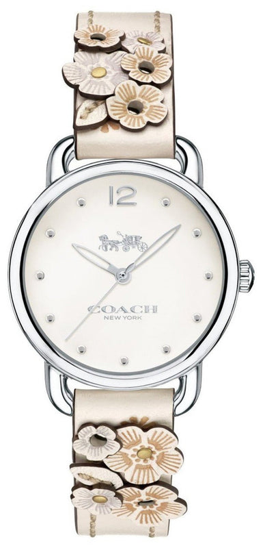 Coach Delancey White Dial Floral White Leather Strap Watch for Women - 14502760 Buy Now By Coach