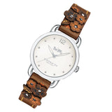 Coach Delancey White Dial Floral Brown Leather Strap Watch for Women - 14502761 Buy Now By Coach
