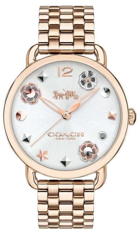 Coach Delancey White Dial Rose Gold Tone Stainless Steel Watch For Women - 14502811 Buy Now By Coach