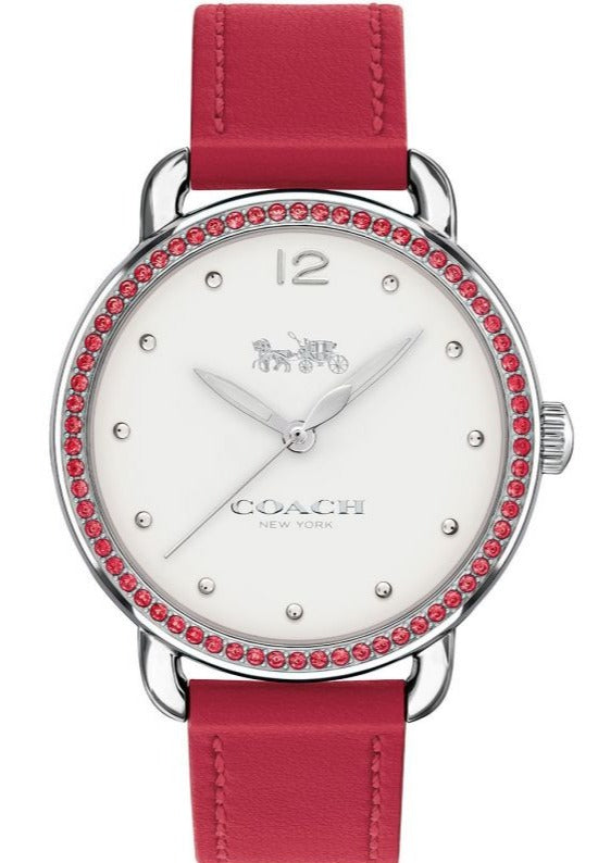 Coach Delancey White Dial Red Leather Strap Watch for Women - 14502878 Buy Now By Coach
