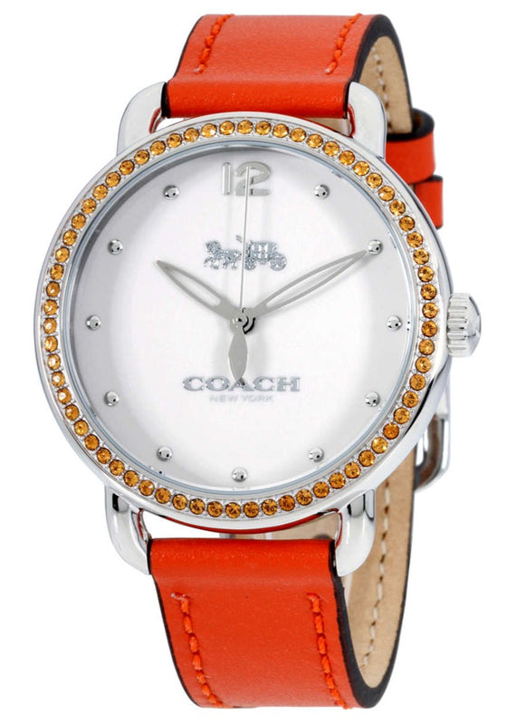 Coach Delancey White Dial Orange Leather Strap Watch for Women - 14502880 Buy Now By Coach