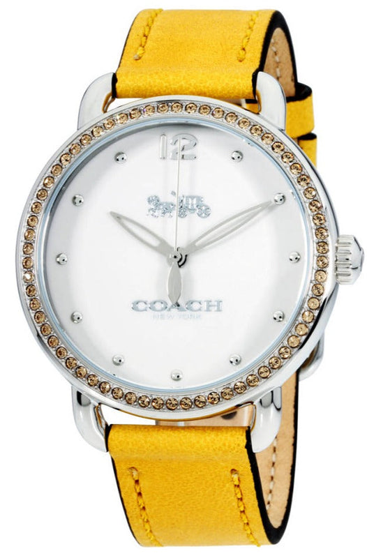 Coach Delancey White Dial Yellow Leather Strap Watch for Women - 14502882 Buy Now By Coach