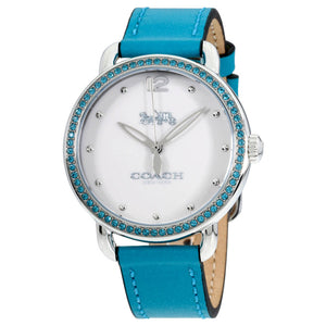 Coach Delancey White Dial Turquoise Leather Strap Watch for Women - 14502884 Buy Now By Coach