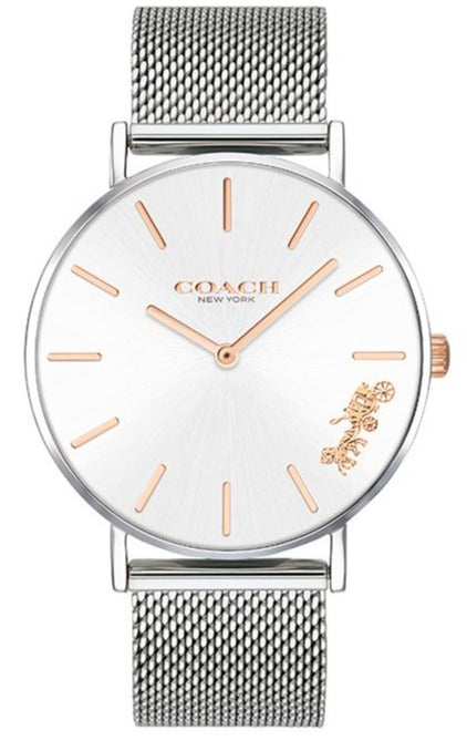 Coach Perry White Dial Silver Mesh Bracelet Watch for Women - 14503124 Buy Now By Coach
