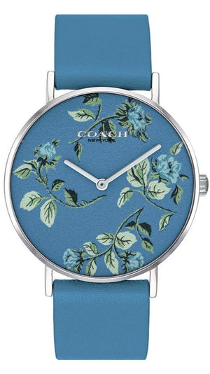 Coach Perry Floral Blue Dial Blue Leather Strap Watch for Women - 14503294 Buy Now By Coach