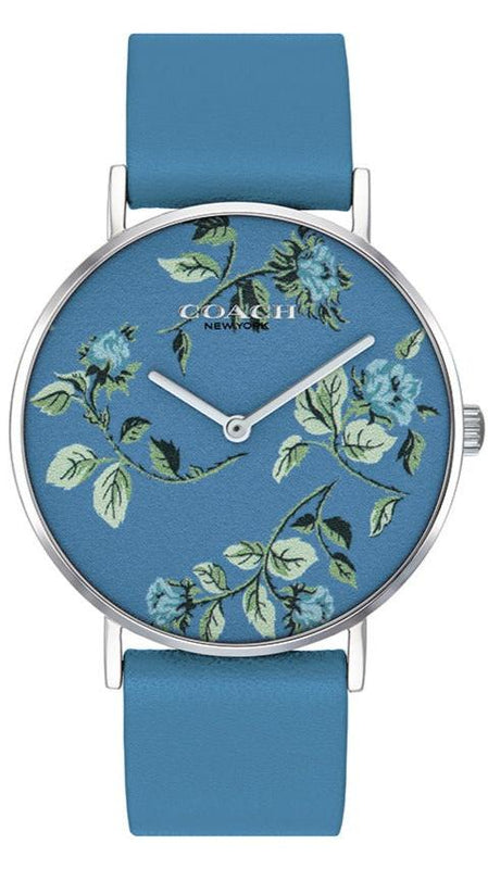 Coach Perry Floral Blue Dial Blue Leather Strap Watch for Women - 14503294 Buy Now By Coach