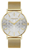 Coach Perry Silver Dial Gold Mesh Bracelet Watch for Women - 14503385 Buy Now By Coach