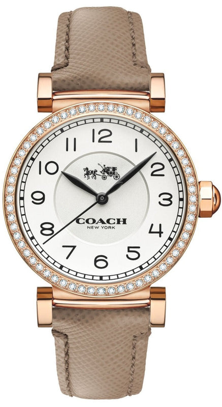 Coach Madison Diamonds White Dial Beige Leather Strap Watch for Women - 14503394 Buy Now By Coach