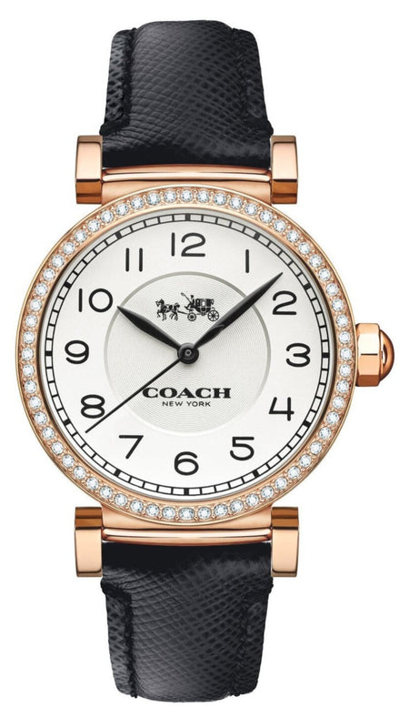 Coach Madison White Dial Black Leather Strap Watch for Women - 14503396 Buy Now By Coach