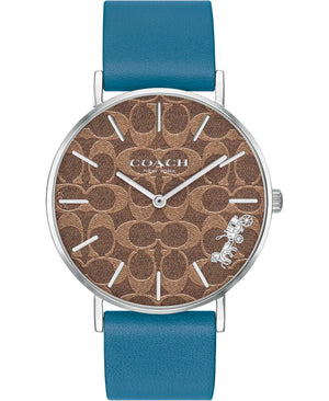 Coach Perry Coffee Dial Blue Leather Strap Watch for Women - 14503475 Buy Now By Coach
