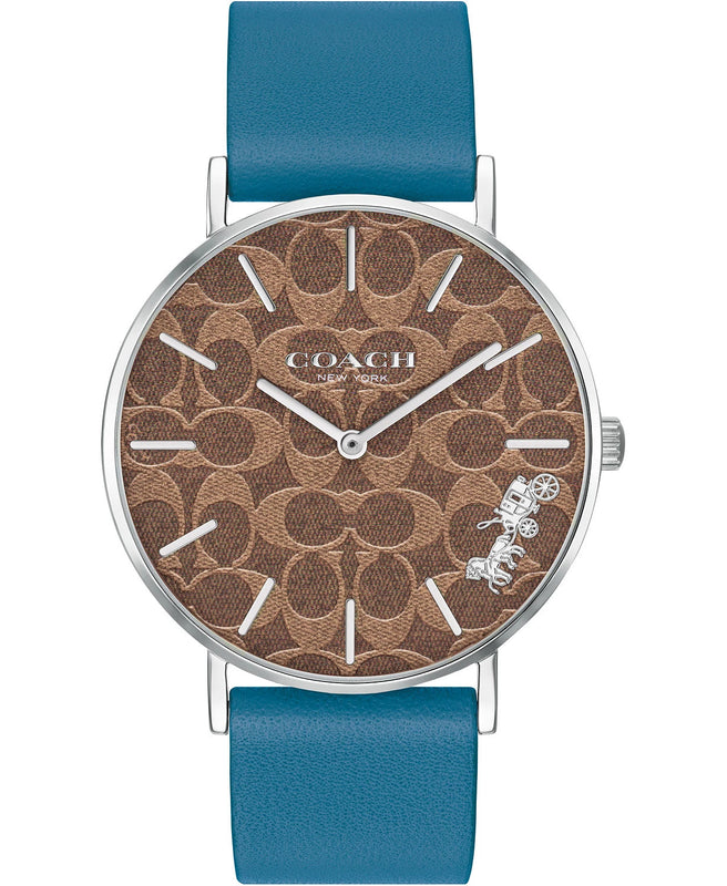 Coach Perry Coffee Dial Blue Leather Strap Watch for Women - 14503475 Buy Now By Coach