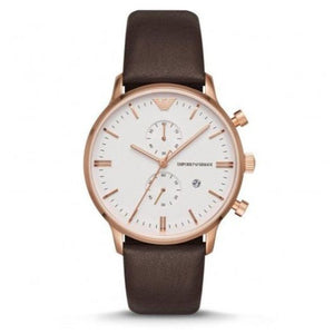 Emporio Armani Retro Quartz White Dial Brown Leather Strap Watch For Men - AR1936 Buy Now By Emporio Armani