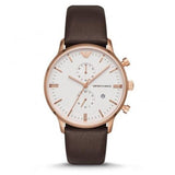 Emporio Armani Retro Quartz White Dial Brown Leather Strap Watch For Men - AR1936 Buy Now By Emporio Armani