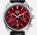 Tag Heuer Carrera Automatic Chronograph Red Dial Black Leather Strap Watch for Men - CBK221G.FC6479 Buy Now By Tag Heuer