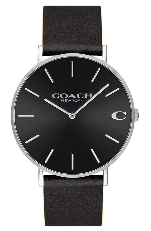 Coach Charles Black Dial Black Leather Strap Watch for Men - 14602149 Buy Now By Coach
