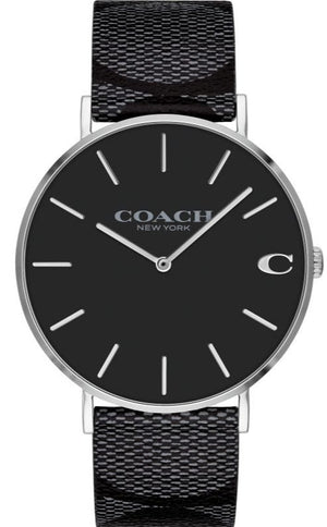Coach Charles Black Dial Black Leather Strap Watch for Men - 14602157 Buy Now By Coach