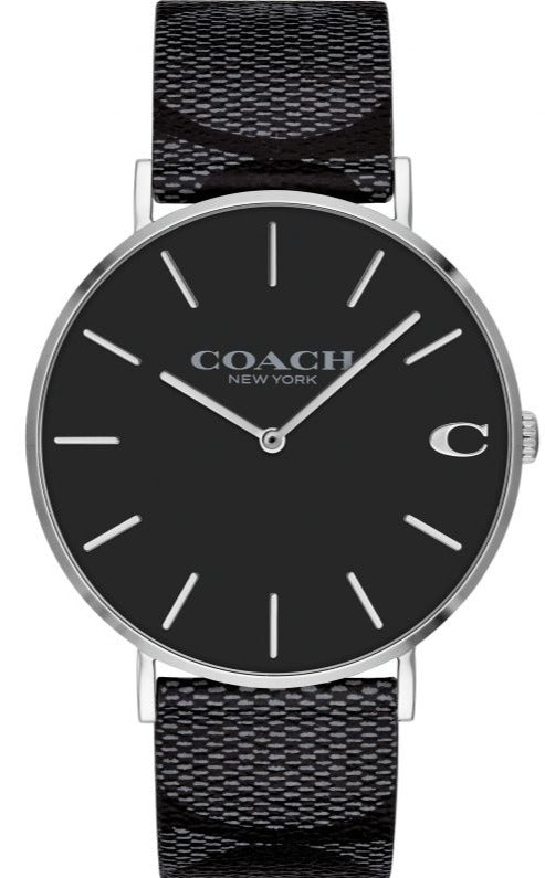 Coach Charles Black Dial Black Leather Strap Watch for Men - 14602157 Buy Now By Coach
