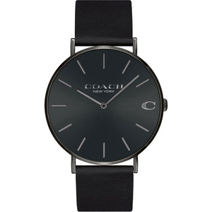 Coach Charles Black Dial Black Leather Strap Watch for Men - 14602434 Buy Now By Coach