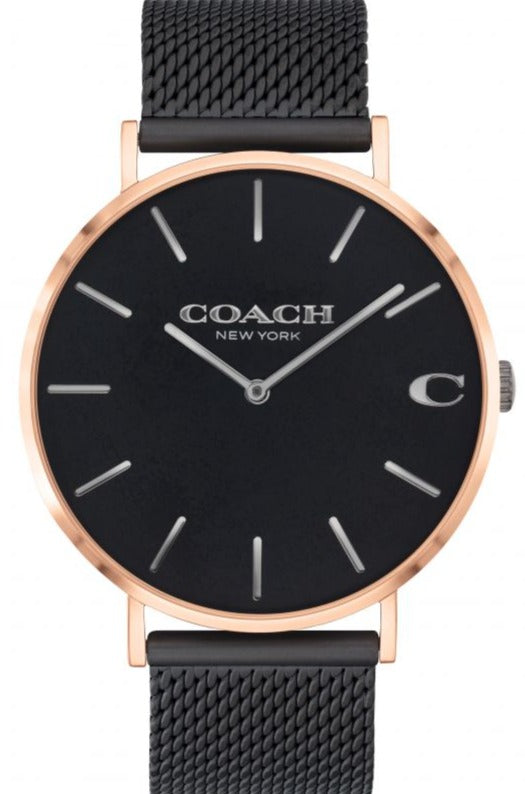 Coach Charles Black Ion Dial Black Mesh Bracelet Watch for Men - 14602470 Buy Now By Coach