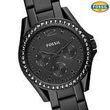 Fossil Riley Multifunction Black Dial Black Steel Strap Watch for Women - ES4519 Buy Now By Fossil