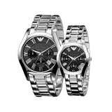 Emporio Armani Valente Chronograph Black Dial Silver Stainless Steel Watch For Men - AR0673 Buy Now By Emporio Armani