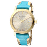 Burberry The City Gold Dial Blue Leather Strap Watch for Women - BU9018 Buy Now By Burberry