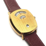 Gucci Grip Yellow Gold Dial Maroon Leather Strap Unisex Watch - YA157411 Buy Now By Gucci