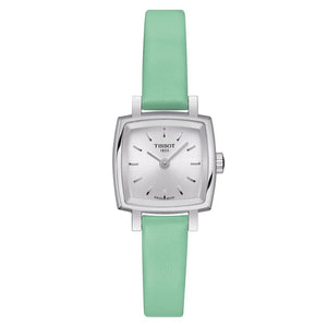 Tissot T Lady Lovely Square Silver Dial Light Green Leather Strap Watch for Women - T058.109.16.031.01 Buy Now By Tissot