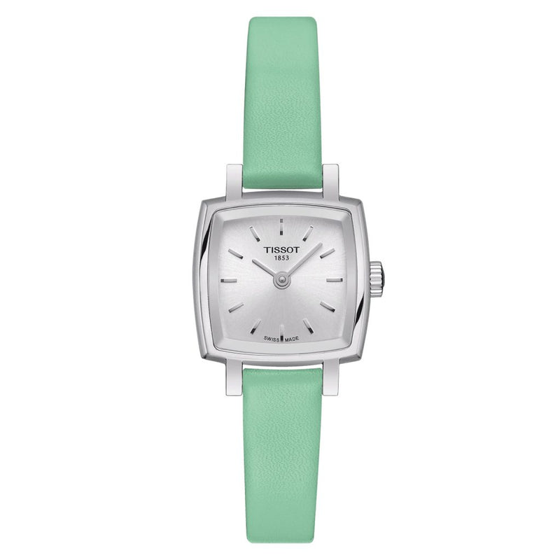 Tissot T Lady Lovely Square Silver Dial Light Green Leather Strap Watch for Women - T058.109.16.031.01 Buy Now By Tissot