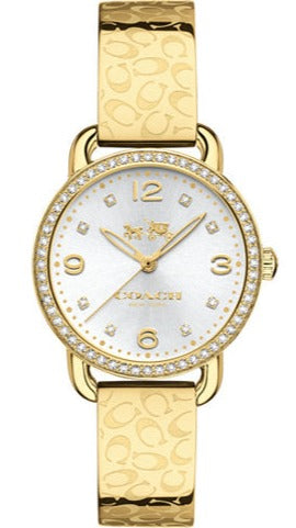 Coach Delancey Diamonds Silver Dial Gold Steel Strap Watch for Women - 14502354 Buy Now By Coach