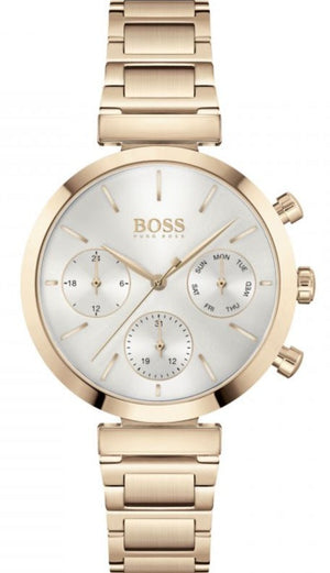 Hugo Boss Flawless Quartz White Dial Gold Steel Strap Watch for Women -1502531 Buy Now By Hugo Boss