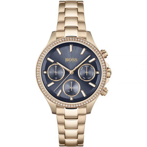Hugo Boss Hera Blue Dial Gold Steel Strap Watch for Women - 1502566 Buy Now By Hugo Boss