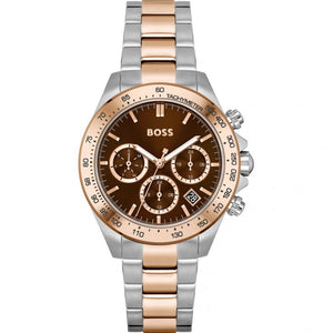Hugo Boss Novia Brown Dial Two Tone Steel Strap Watch for Women - 1502617 Buy Now By Hugo Boss