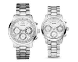 Guess Mini Sunrise Silver Dial Silver Steel Strap Watch For Women - W0448L1 Buy Now By Guess
