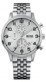 Hugo Boss Aeroliner Chronograph White Dial Silver Steel Strap Watch For Men - 1512445 Buy Now By Hugo Boss
