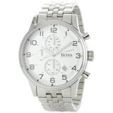 Hugo Boss Aeroliner Chronograph Quartz White Dial Silver Steel Strap Watch For Men - HB1512445 Buy Now By Hugo Boss