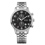 Hugo Boss Aeroliner Chronograph Black Dial Silver Steel Strap Watch For Men - 1512446 Buy Now By Hugo Boss