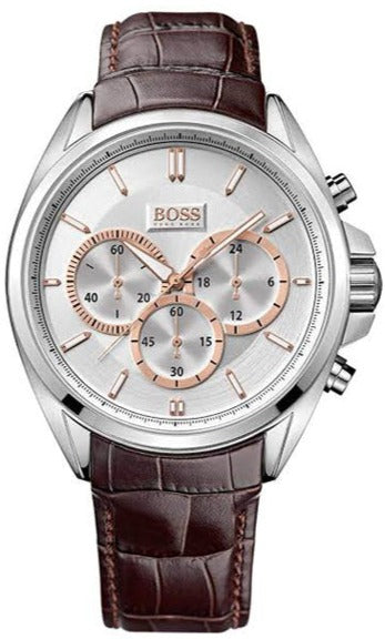 Hugo Boss Driver Chronograph Silver Dial Brown Leather Strap Watch For Men - 1512881 Buy Now By Hugo Boss