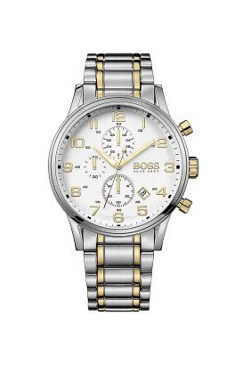 Hugo Boss Areoliner Chronograph White Dial Two Tone Steel Strap Watch for Men - 1513236 Buy Now By Hugo Boss