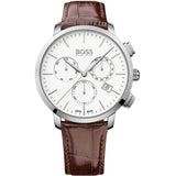 Hugo Boss Slim Chronograph White Dial Brown Leather Strap Watch For Men - 1513263 Buy Now By Hugo Boss