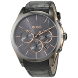 Hugo Boss Onyx Grey Dial Black Leather Strap Watch for Men - 1513366 Buy Now By Hugo Boss