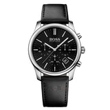 Hugo Boss Time One Chronograph Black Dial Black Leather Strap Watch for Men - 1513430 Buy Now By Hugo Boss
