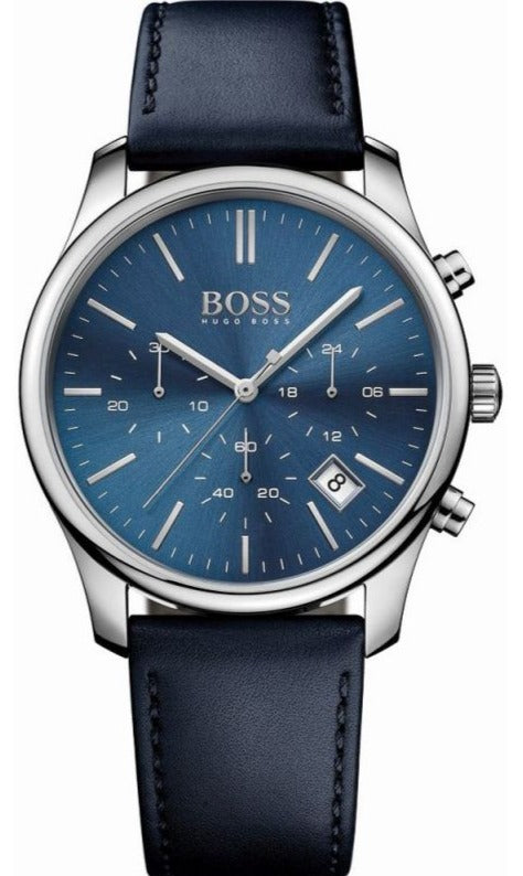Hugo Boss Time One Blue Dial Black Leather Strap Watch for Men - 1513431 Buy Now By Hugo Boss