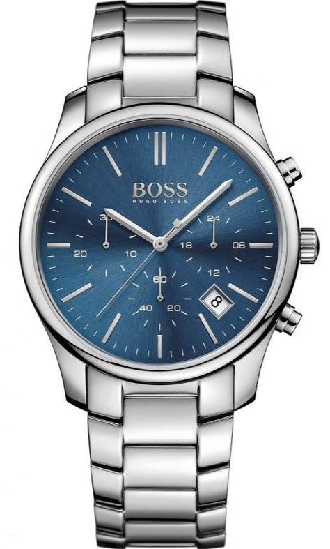 Hugo Boss Commander Blue Dial Silver Steel Strap Watch for Men - 1513434 Buy Now By Hugo Boss